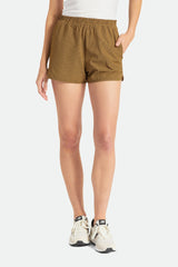 BRIXTON Women's Gingham Runner Shorts Medal Bronze Women's Shorts Brixton 
