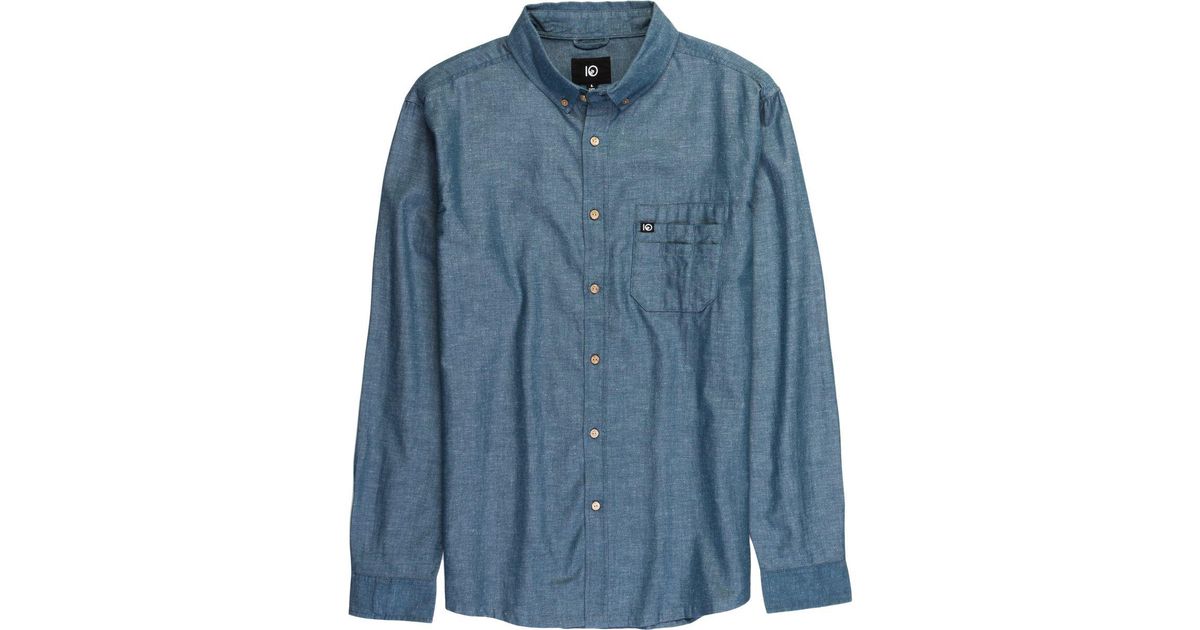TENTREE Denver Button Up Reflecting Pond MENS APPAREL - Men's Long Sleeve Button Up Shirts Tentree S 