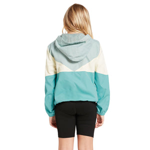 VOLCOM Wind Stoned Colorblocked Jacket Girls Aqua Girl's Street Jackets Volcom 