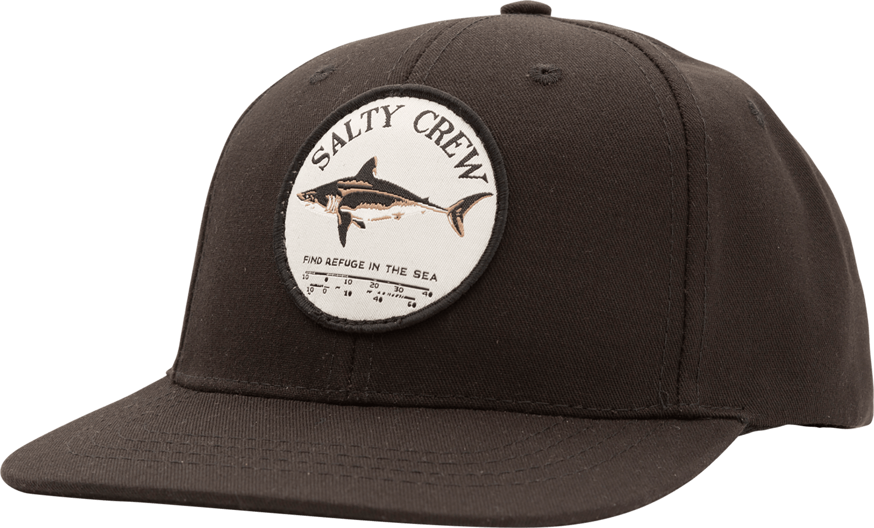 SALTY CREW Boys Bruce 6 Panel Snapback Hat Black Boy's Hats Salty Crew 