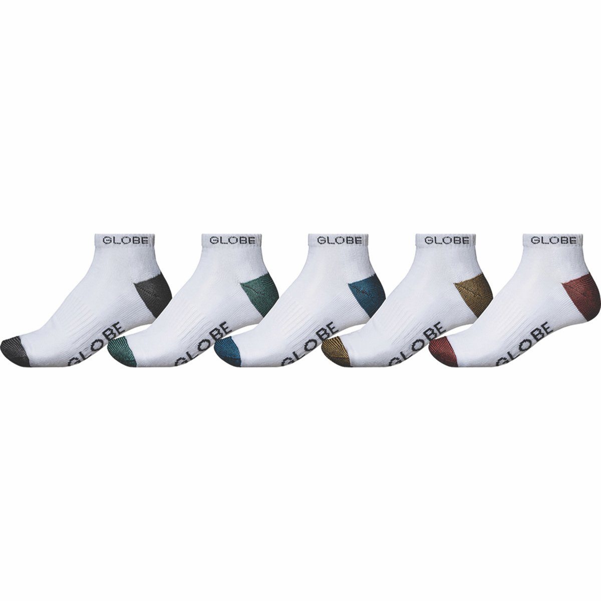 GLOBE Ingles Ankle Socks 5 Pack White Men's Socks Globe 