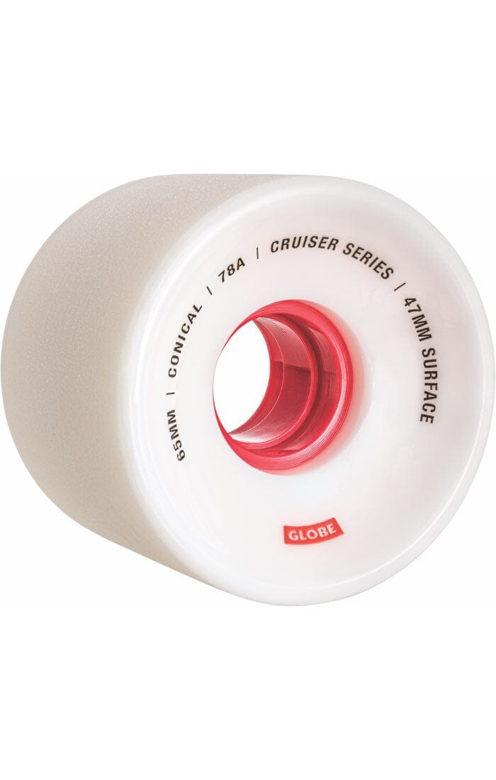 GLOBE Conical 65mm 78a White/Red Longboard Wheels Longboard Wheels Globe 