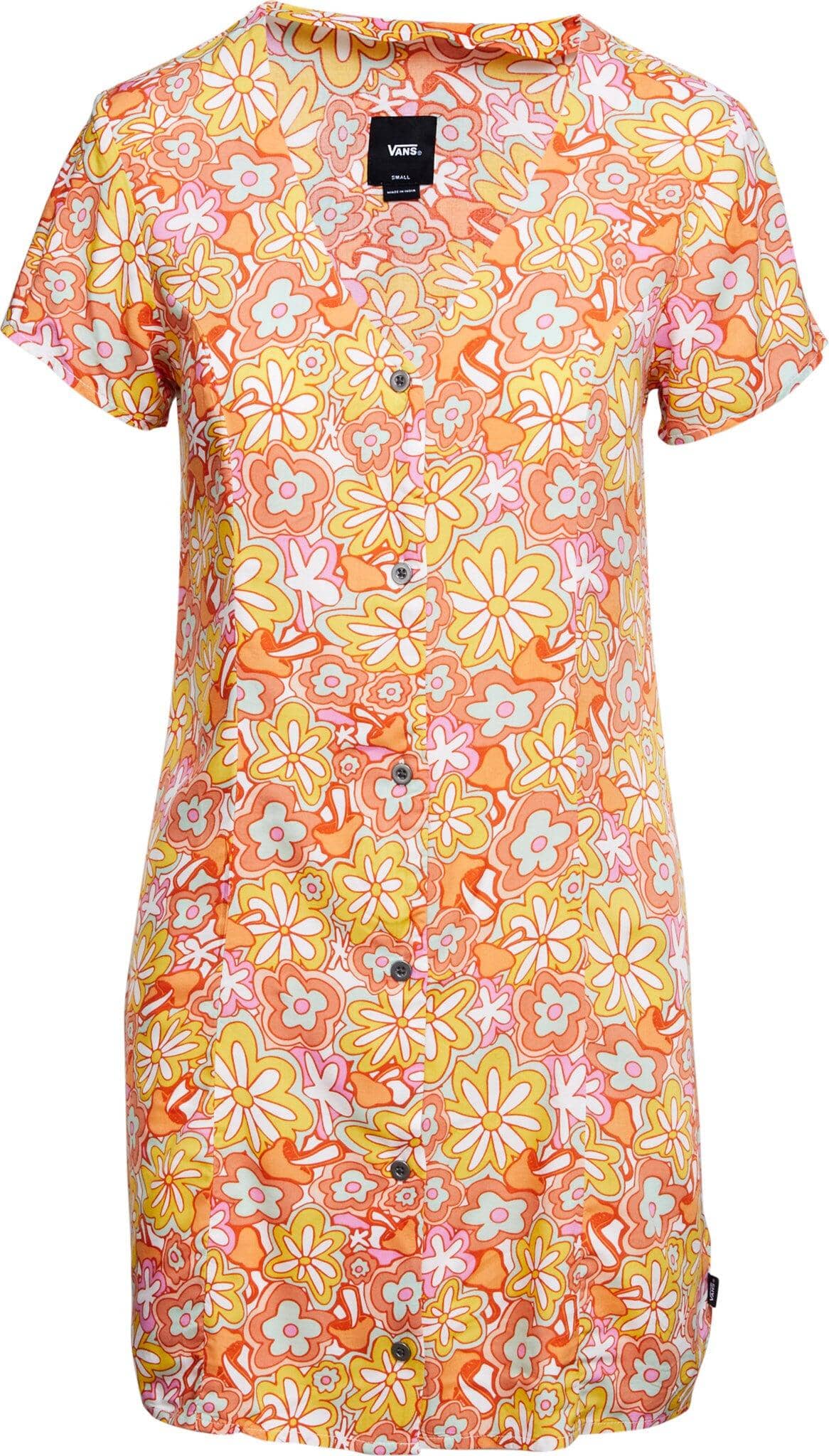 VANS Women's Resort Floral Brunching Buttondown Dress Sun Baked