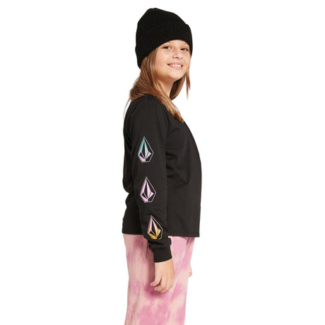VOLCOM Made From Stoke Long Sleeve T-Shirt Girl's Black Girl's Long Sleeve T-shirts Volcom 