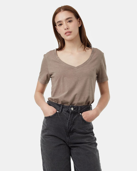 TENTREE Women's Regenerative Cotton V-Neck T-Shirt Falcon Women's T-Shirts Tentree 