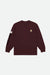 BRIXTON Beta II Long Sleeve T-Shirt Mahogany Garment Dye Men's Long Sleeve T-Shirts Brixton 
