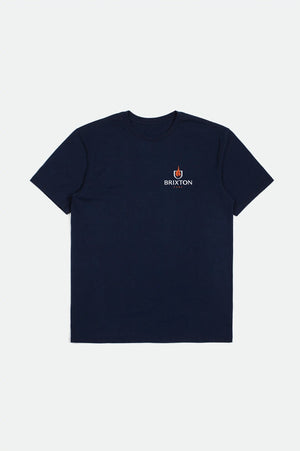BRIXTON Camp Alpha T-Shirt Navy Men's Short Sleeve T-Shirts Brixton 