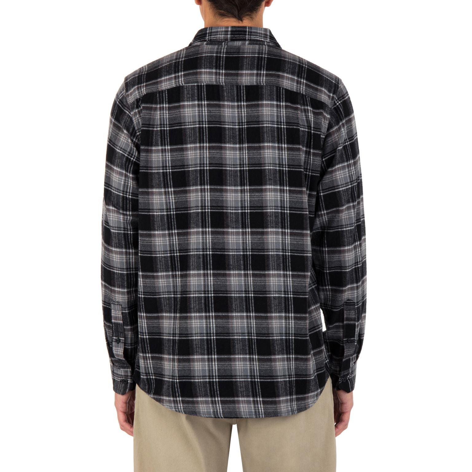 HURLEY Portland Organic Flannel Black Men's Long Sleeve Button Up Shirts Hurley 
